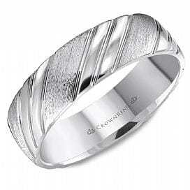White Gold Wedding Band Comfort Fit, Textured