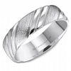 White Gold Mens Band. Comfort Fit With Diamond Brushed, High Polish Texture