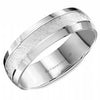 White Gold Mens Band. With Diamond Brushed Finish And High Polish Edge
