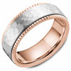 Rose Gold Mens Band. With Frosted Hammered Texture