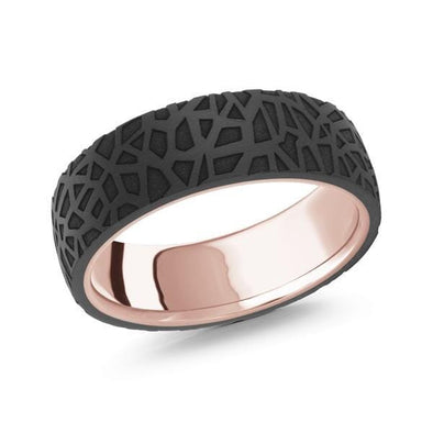 Carbon Fiber And Rose Gold Mens Band.