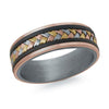 Tantalum And Rose Gold Mens Band. With Braided Tri-Gold Inlay