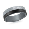 Tantalum, White Gold Mens Band. Hammered Finish