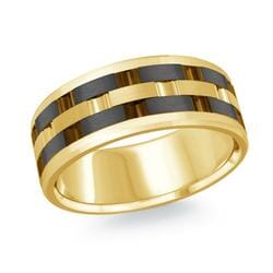 Yellow Gold Titanium Mens Band. With Brushed Finish And High Polish Edge