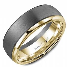 Yellow Gold And Tantalum Mens Band. Brushed Finish With High Polish Edge