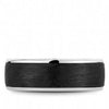 White Gold Mens Band. With Forged Carbon Fiber Inlay