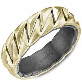 Tantalum And Yellow Gold Mens Band. With Brushed Finish
