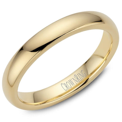 Yellow Gold Comfort Fit, High Polish, Domed 3.0mm Wide.Wedding Band. Stock Size: 5 (Alternate sizes available)