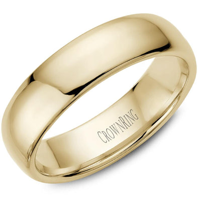 Yellow Gold Comfort Fit, High Polish, Domed 6.0mm Wide.Wedding Band. Stock Size: 11 (Alternate sizes available)