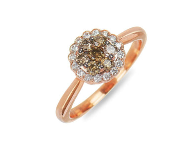 Rose Gold Ring Chocolate & White Diamonds.