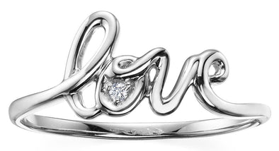 White Gold Diamond "Love" Ring.