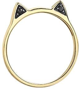 Yellow Gold Black Diamond "Cat" Ring.