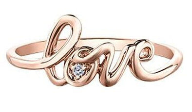 Rose Gold Diamond "Love" Ring.