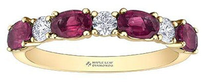 Yellow Gold Canadian Diamond, Ruby Band.