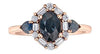 Rose Gold Blue Sapphire, Diamond Ring.