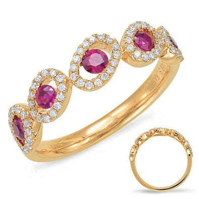 Rose Gold Ruby, Diamond Ring.