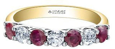 Yellow Gold Canadian Diamond, Ruby Ring.
