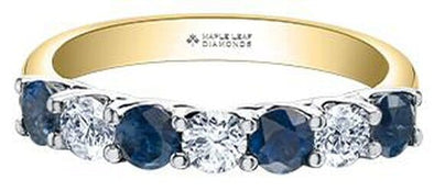 Yellow Gold Canadian Diamond, Blue Sapphire Ring.