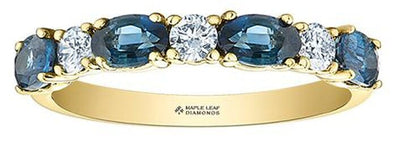 Yellow Gold Diamond, Blue Sapphire Ring.