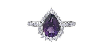 White Gold Amethyst, Diamond Ring.