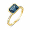 Yellow Gold London Blue Topaz Ring.
