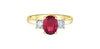 Yellow Gold Created Ruby, Lab-Grown Diamond Ring.