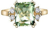 Yellow Gold Diamond, Green Amethyst Ring.