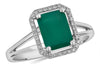 White Gold Green Onyx, Diamond Ring.