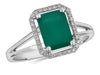 White Gold Green Onyx, Diamond Ring.
