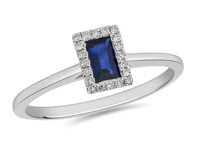 White Gold Blue Sapphire, Diamond Ring.