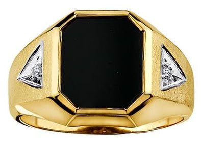 Yellow Gold Onyx, Diamond Ring.