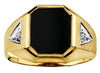 Yellow Gold Onyx, Diamond Ring.