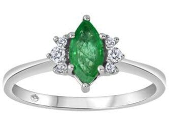 White Gold Emerald, Canadian Diamond Ring.
