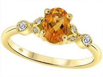 Yellow Gold Citrine, Canadian Diamond Ring.