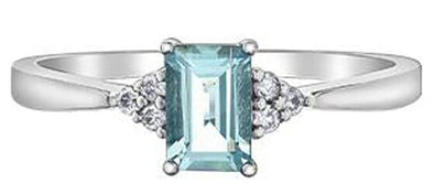 White Gold Aquamarine, Diamond Ring.