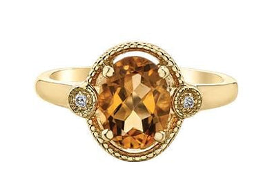 Yellow Gold Citrine, Diamond Ring.
