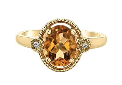 Yellow Gold Citrine, Diamond Ring.