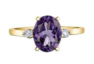 Yellow Gold Amethyst, Canadian Diamond Ring.