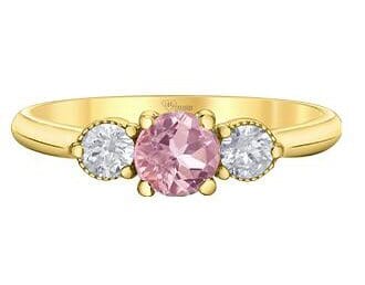 Yellow Gold Pink Sapphire, Canadian Diamond Ring.