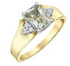Yellow Gold Green Amethyst, Diamond Ring.