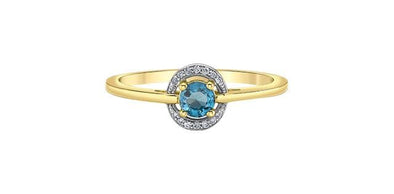 Yellow Gold Blue Topaz, Diamond Ring.