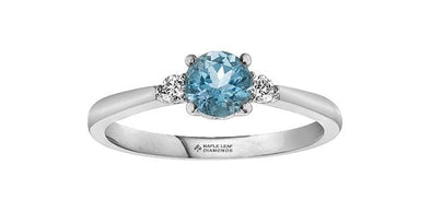 White Gold Aquamarine, Canadian Diamond Ring.