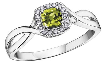 White Gold Peridot, Diamond Ring.