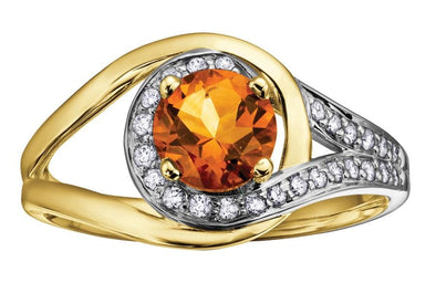 Yellow Gold Citrine, Diamond Ring.