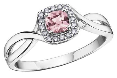 White Gold Pink Tourmaline, Diamond Ring.