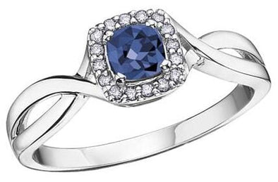 White Gold Diamond, Blue Sapphire, Diamond Ring.