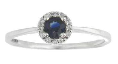 White Gold Blue Sapphire, Diamond Ring.