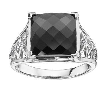 White Gold Onyx, Diamond Ring.