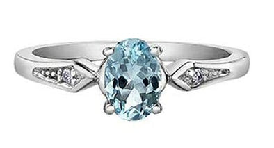 White Gold Aquamarine, Diamond Ring.