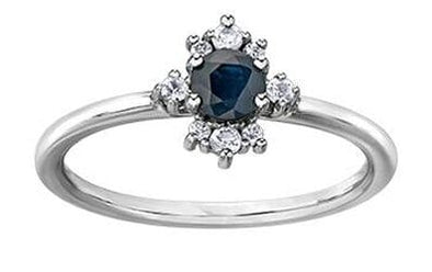 White Gold Blue Sapphire, White Sapphire, Diamond Ring.